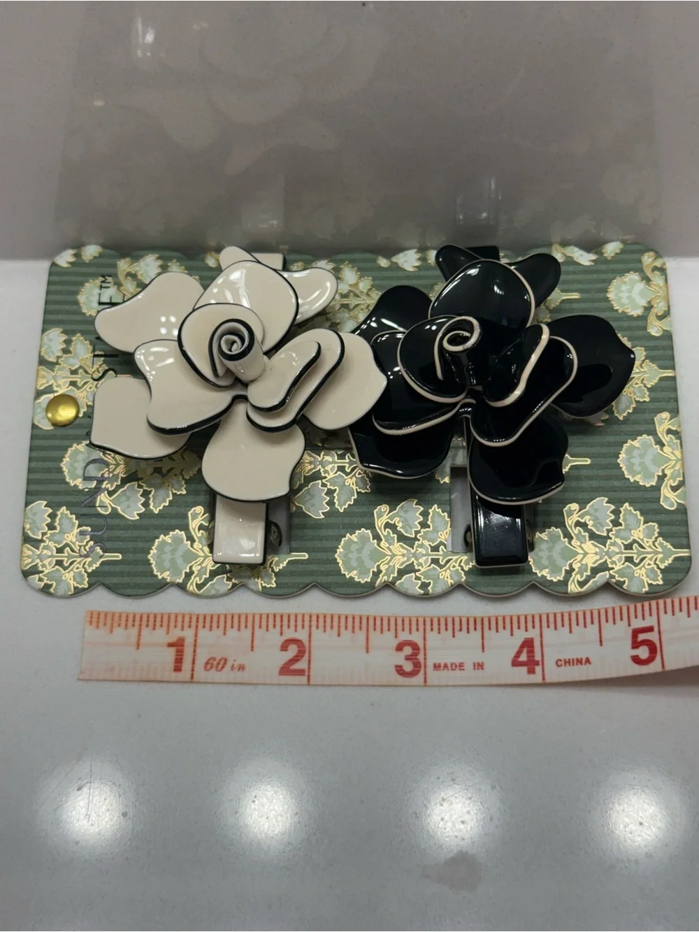 Sunday State CAMELLIA Hair Clip Duo in Cream and Black 🌺NWT🌺